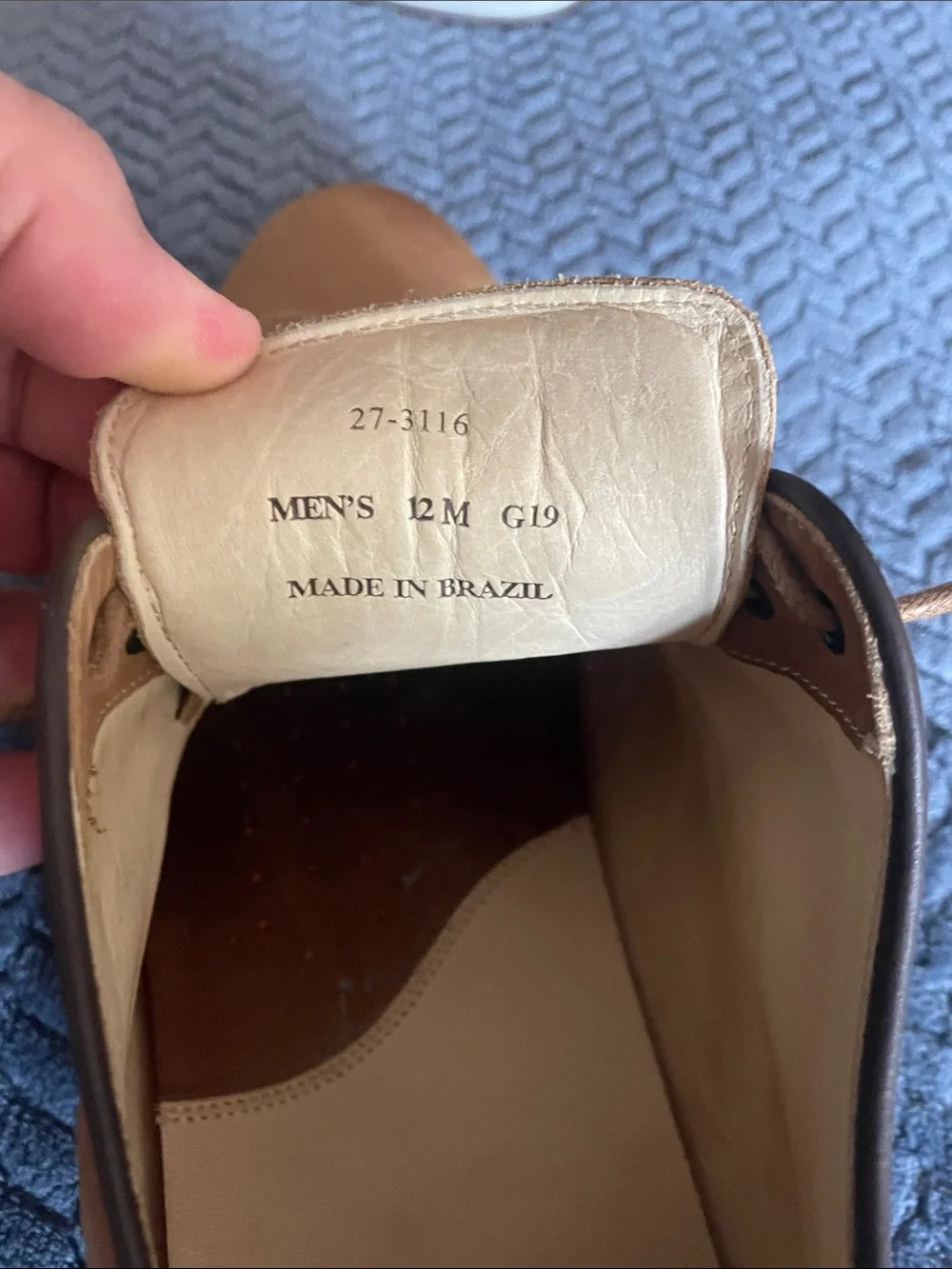 Men's Tan Wingtip Lace-Up J & M sheepskin soles! Like new size 12 Men’s